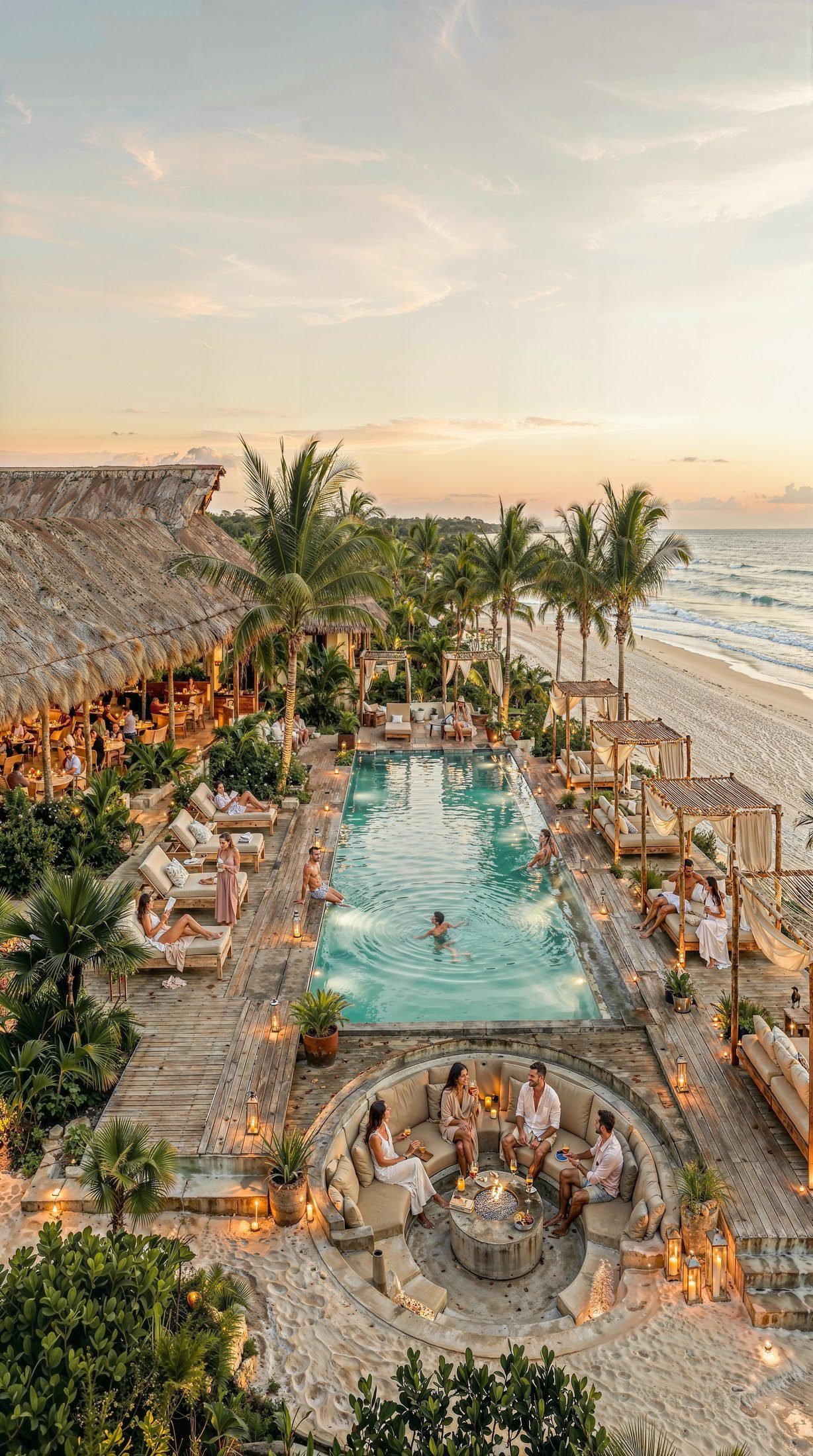 Beach Club de Gran Palmera frente al mar con alberca y palapa